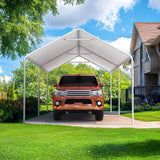 Quictent 10x20 ft Heavy Duty Carport Canopy Galvanized Car Tent with Reinforced Structure, White