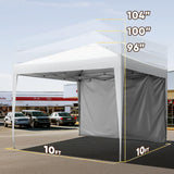 Quictent 10x10 Pop Up Canopy Tent with 1 Sidewall | Instant Setup Gazebo for 1 Person, White