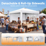 Quictent Pop up Canopy Tent 10'x10' with 4 Detachable Window Sidewalls, White