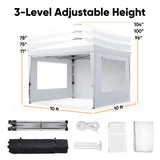 Quictent Pop up Canopy Tent 10'x10' with 4 Detachable Window Sidewalls, White