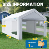 Quictent 12x20 ft Heavy Duty Carport, Outdoor Garage Canopy Tent with Roll-up Ventilated Windows & Sidewalls, White
