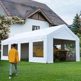 Quictent Heavy Duty 13x25 ft Carports with Side Zipper Doors, White