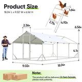 Quictent 18x9x6.6ft Large Metal Chicken Coop Run With Perch & Swing