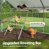 Quictent 18x9x6.6ft Large Metal Chicken Coop Run With Perch & Swing