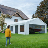 Quictent 20x20 ft Heavy Duty 2 Car Carport with Zipper Side Doors, White