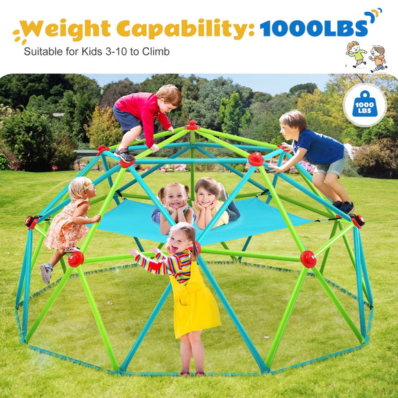 Zupapa 10FT Climbing Dome with Hammock, Dome Climber with Hammock for Kids 3 to10 Outdoor Play Equipment, Supports up to 1000lbs Jungle Gym