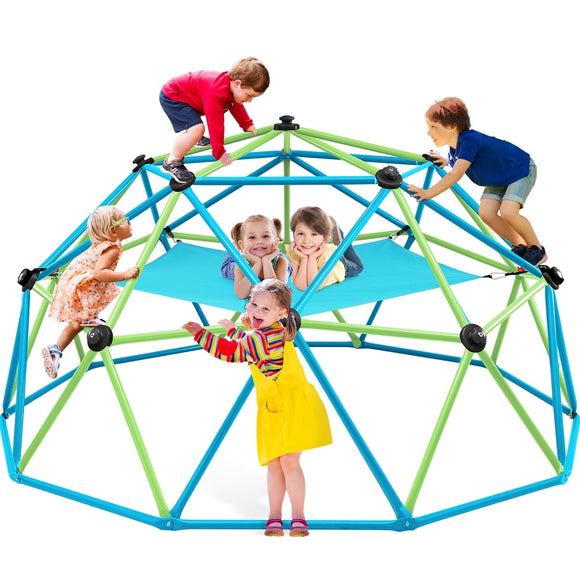 Zupapa 10FT Climbing Dome with Hammock, Dome Climber with Hammock for Kids 3 to10 Outdoor Play Equipment, Supports up to 1000lbs Jungle Gym
