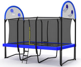 Rectangle Trampoline Basketball Hoop 10x17FT 9X15FT 8X14FT 1500LBS Weight Capacity Outdoor Square Gymnastics Trampolines for Kids Adults
