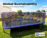 Zupapa 2500LBS Weight Capacity Rectangle Trampoline 13x23FT Outdoor Square Gymnastics Trampolines with 10-Year Quality Assurance for Kids Adults Large Commercial Grade Rectangular Pro Trampoline