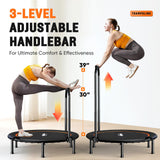 Zupapa 48in Foldable Rebounder, 550LBS Fitness Trampoline with Durable Bungees, Adjustable Handl, Stable & Quiet Exercise Rebounder for Adults, Great Exercise Trampoline for Home/Gym Workout