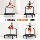 Zupapa 48in Foldable Rebounder, 550LBS Fitness Trampoline with Durable Bungees, Adjustable Handl, Stable & Quiet Exercise Rebounder for Adults, Great Exercise Trampoline for Home/Gym Workout