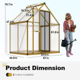 KING BIRD Greenhouse for Outdoors, 4x6 FT Polycarbonate Walk-in Green House, Quick-Setup Aluminum Frame UV Resistant Panel for Outside Garden Backyard W/ Lockable Screen Door, Vent, Yellow
