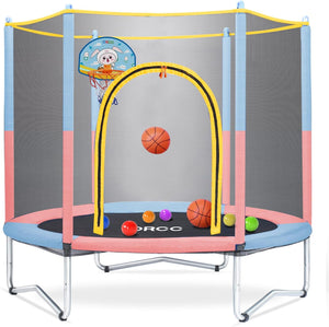 ORCC 55"/60" Trampoline for Kids, Mini Trampoline with Safety Net Pad, Outdoor Indoor Small Trampolines for Child Toddler, Supports up to 220 Pounds