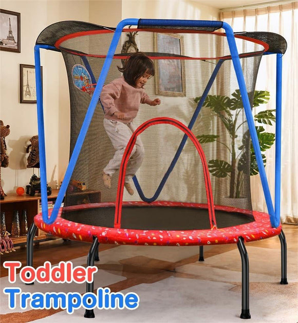 Zupapa Small Trampolines No-Gap Design with Basketball Hoop Mini Trampoline for Kids Children Baby Age 2-8,54inch,66inch