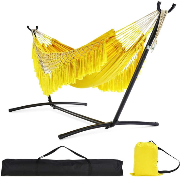 Zupapa Hammock with Stand 2 Person Heavy Duty, Portable Hammock with Stand for Camping and Outdoor, Adjustable Steel Hammock Stand, 550 LBS Capacity