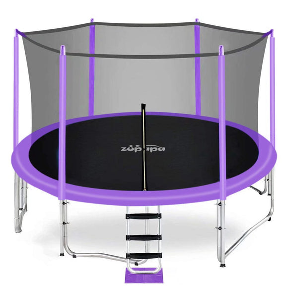 Zupapa 16 15 14 12 10 8FT Kids Trampoline 425LBS Weight Capacity with Enclosure net Include All Accessories Outdoor Backyard Trampoline