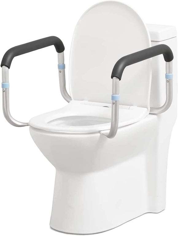 OasisSpace Medical Toilet Safety Rail - Adjustable Compact Support Frame with Hand Rails for Bathroom Toilet Seat - Easy Installation for Handicap, Elderly