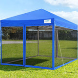 Quictent 10 x 10 ft Easy Pop up Canopy with Netting Mesh Side Walls Waterproof Blue