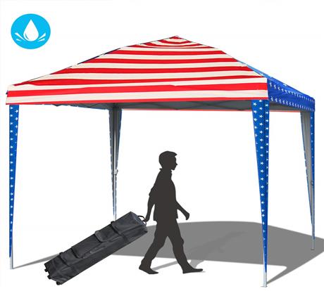 Quictent No-Side 10' x 10'Pop Up Canopy -American Flag