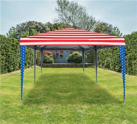 Quictent No-Side 10' x 20' Heavy Duty Pop Up Canopy-American Flag