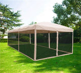 Quictent 10' x 20' Pop Up Canopy With Mesh Netting-Tan