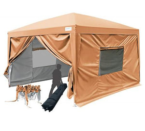 Quictent Upgraded Privacy 8' x 8' Pop Up Canopy-Brown