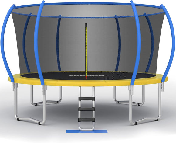 Zupapa No-Gap Design 15 14 12FT Trampoline for Kids with Safety Enclosure Net 425LBS Weight Capacity Outdoor Backyards Trampolines for Children