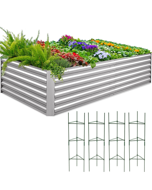 Quictent Galvanized Raised Garden Bed 8x4x2 Ft Tall Garden Bed Extra Height 22.04