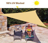 Quictent 16'x16'x23' 185G HDPE 98% UV Block Triangle Shade Sail-Sand