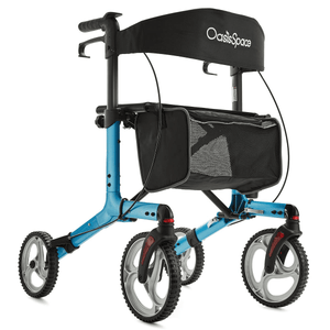 OasisSpace Aluminum Rollator Walker with Seat, Rollator Walker for Senior Lightweight Easy Folding with 10'' Wheels and Wide Seat Baking Complimentary Carry Bag