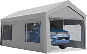 Quictent Upgraded 10'x20' Heavy Duty Carport Car Canopy with Roll-up Ventilated Windows Outdoor Car Shelter Canopy Boat Shelter -Silver Gray