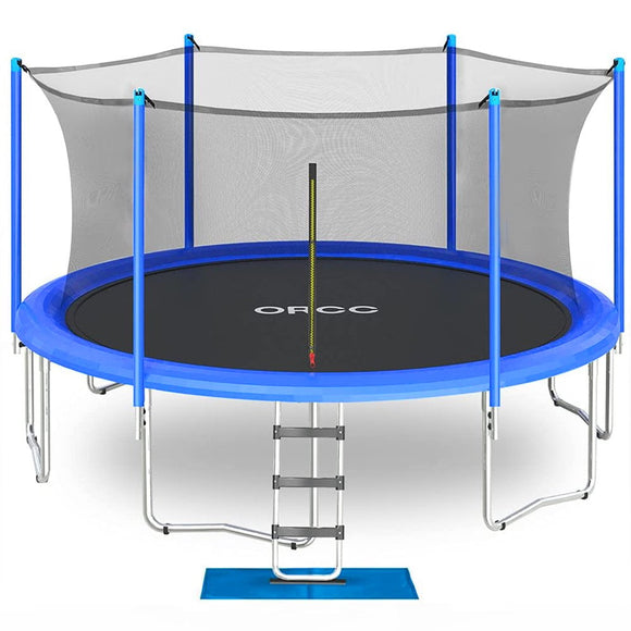 ORCC New Upgrade 16 15 14 12 10 FT Outdoor Trampoline,Kids Trampoline with Enclosure Net Jumping Mat Spring Pad,All accessories for Kids Trampoline