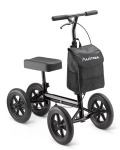 Auitoa All Terrain Knee Walker - Aluminum Steerable Scooter Knee Cycle with Adjustable Height and Length, Crutches Alternative for Foot Injuries Ankles Surgery, Black