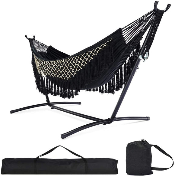 Zupapa Hammock with Stand 2 Person Heavy Duty, Portable Hammock with Stand for Camping and Outdoor, Adjustable Steel Hammock Stand, 550 lbs Capacity