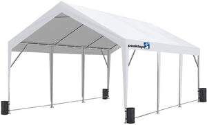 PEAKTOP OUTDOOR 12 x 20ft Upgraded Heavy Duty Carport ,Portable Car Canopy,Garage Tent,Boat Shelter with Reinforced Triangular Beams and 4 Weight Bags,with Ground Bar，Peaktop Outdoor