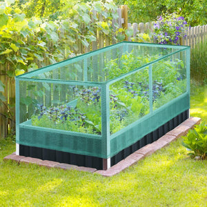 KING BIRD 68" x 36" x 34.6" Raised Garden Bed with Garden Anti Bird Protection Netting Structure, Galvanized Steel Metal Planter Kit Box