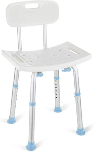 OasisSpace Bathtub Adjustable Shower Chair, Bath Stool with Removable Back 300lbs - Tool Free Anti-Slip Bench Bathtub Stool for Elderly, Senior, Handicap & Disabled