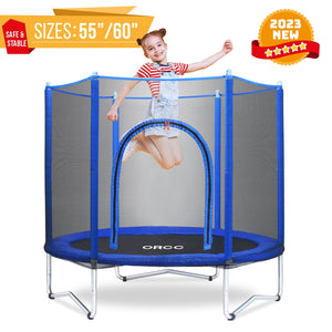ORCC Kids Trampoline for Indoor and Outdoor,55"/60" Toddler Trampoline with Safety Enclosure and Heavy-duty Steel Frame,Supports up to 220 Pounds