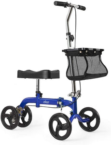 Zler Knee Scooter, Deluxe Steerable Knee Walker Knee Scooter Knee Cycle Leg Walker Crutch Alternative Blue