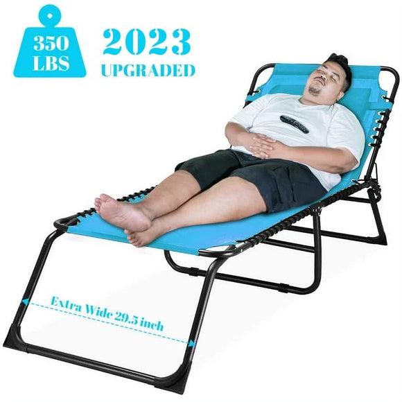 Upgraded Folding Lounge Chaise 16 inch High(other 13 inch) 3-Position Adjustable Patio Lounge Chair Beach Pool Chaise