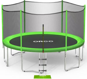 ORCC Trampoline 16FT Kids Recreational Trampolines with Enclosure Net - ASTM and CPSIA Approved- Safe Bounce Outdoor Backyard Trampoline for Kids Family Happy Time