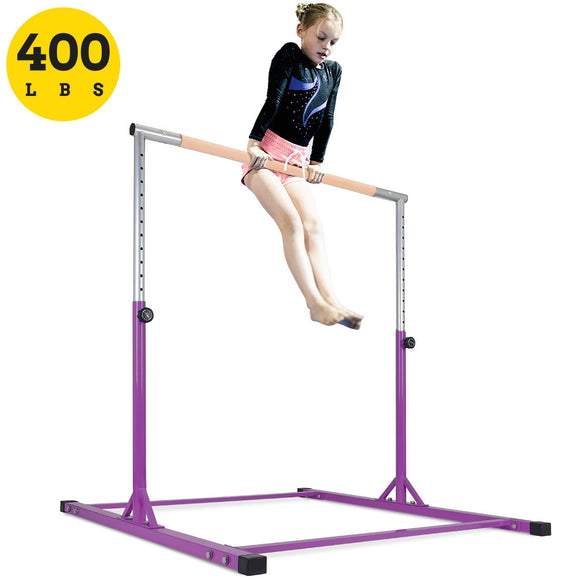 Zupapa Gymnastics Kip Bar - Expandable with Solid Wood Bar & Stainless Steel Arms, Adjustable Height 3'-5' for Junior PRO Gymnasts - 400lbs Weight Capacity