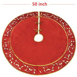 AnotherMe 50" Christmas Tree Skirt With Holly Leaves-Wine Red