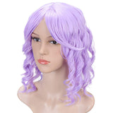 AnotherMe 14" Fashion Natural Synthetic Fiber Short Curly Wavy with Bangs Cosplay Wigs - Lavender Purple