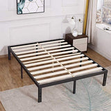 TATAGO Upgraded 14" Metal Platform Bed With Wooden Slats-King