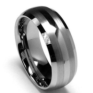King Will TYRE Men's 8mm Tungsten Ring Matte Line Wedding Band R022