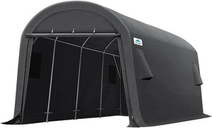 ADVANCE OUTDOOR 10X20 ft Carport Heavy Duty Canopy Storage Shelter Shed with 2 Rolled up Zipper Doors & Vents, Gray