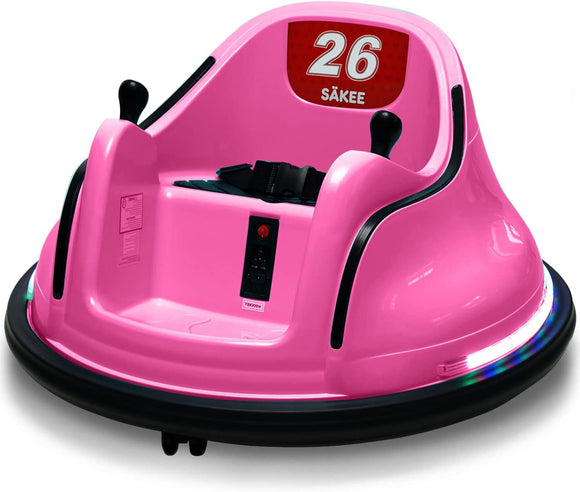 12V Electric Ride On Bumper Car for Kids & Toddlers 1.5-8 Years Old, DIY Sticker Baby Toy Gifts W/Remote Control, LED Lights & 360 Degree Spin, ASTM Certified 66 LBS Weight Capacity