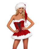 ANOTHERME Christmas Santa Women Costume Outfit Dress with Santa Hat-3 Sizes