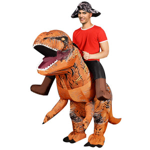 ANOTHERME Halloween Inflatable Dinosaur Fancy Dress Costume for Adult-Brown